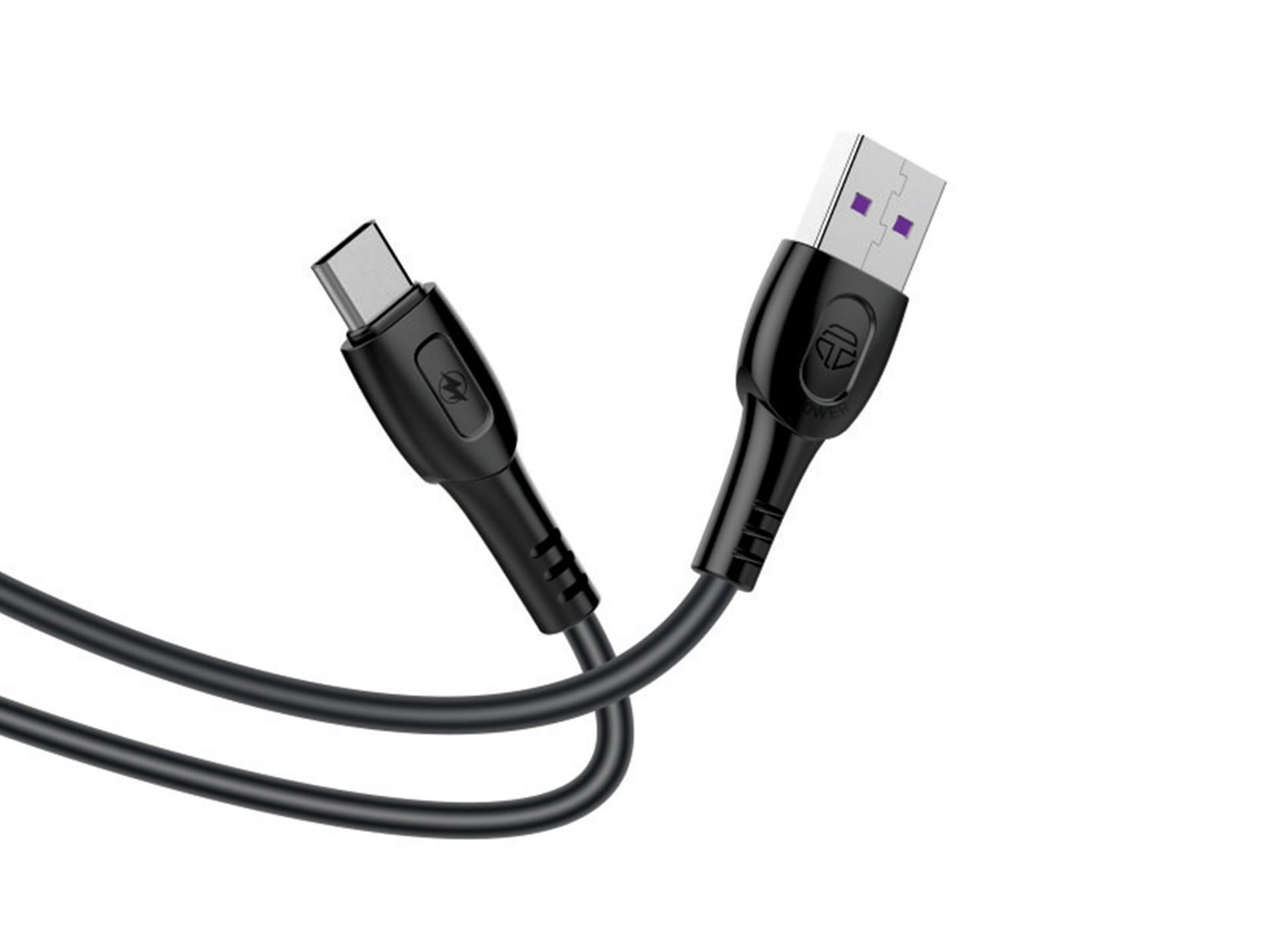 Techancy Super Fast Charging Data Cable 6A Black TB1729, USB Type-C Port, 1M Long, Fast Charging