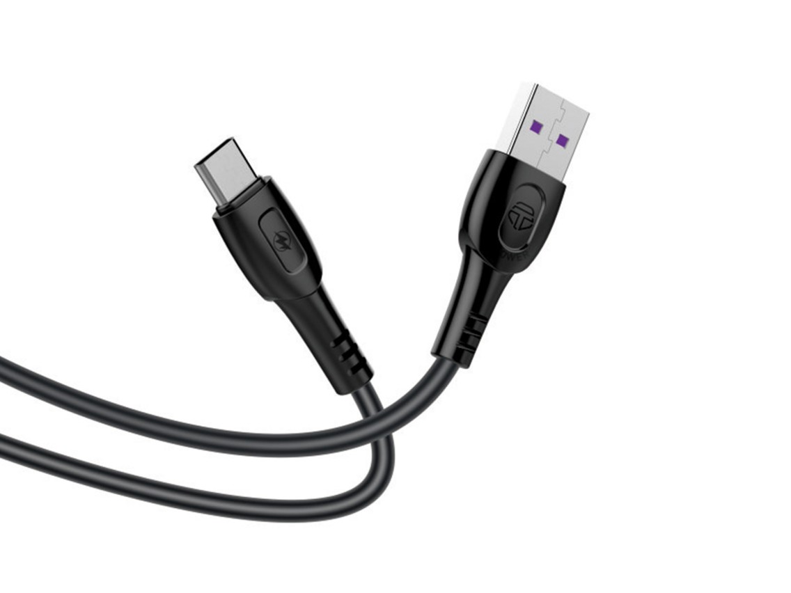Techancy Super Fast Charging Data Cable 6A Black TB1729, USB Type-C Port, 1M Long, Fast Charging