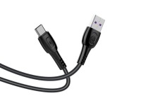 Techancy Super Fast Charging Data Cable 6A Black TB1729, USB Type-C Port, 1M Long, Fast Charging
