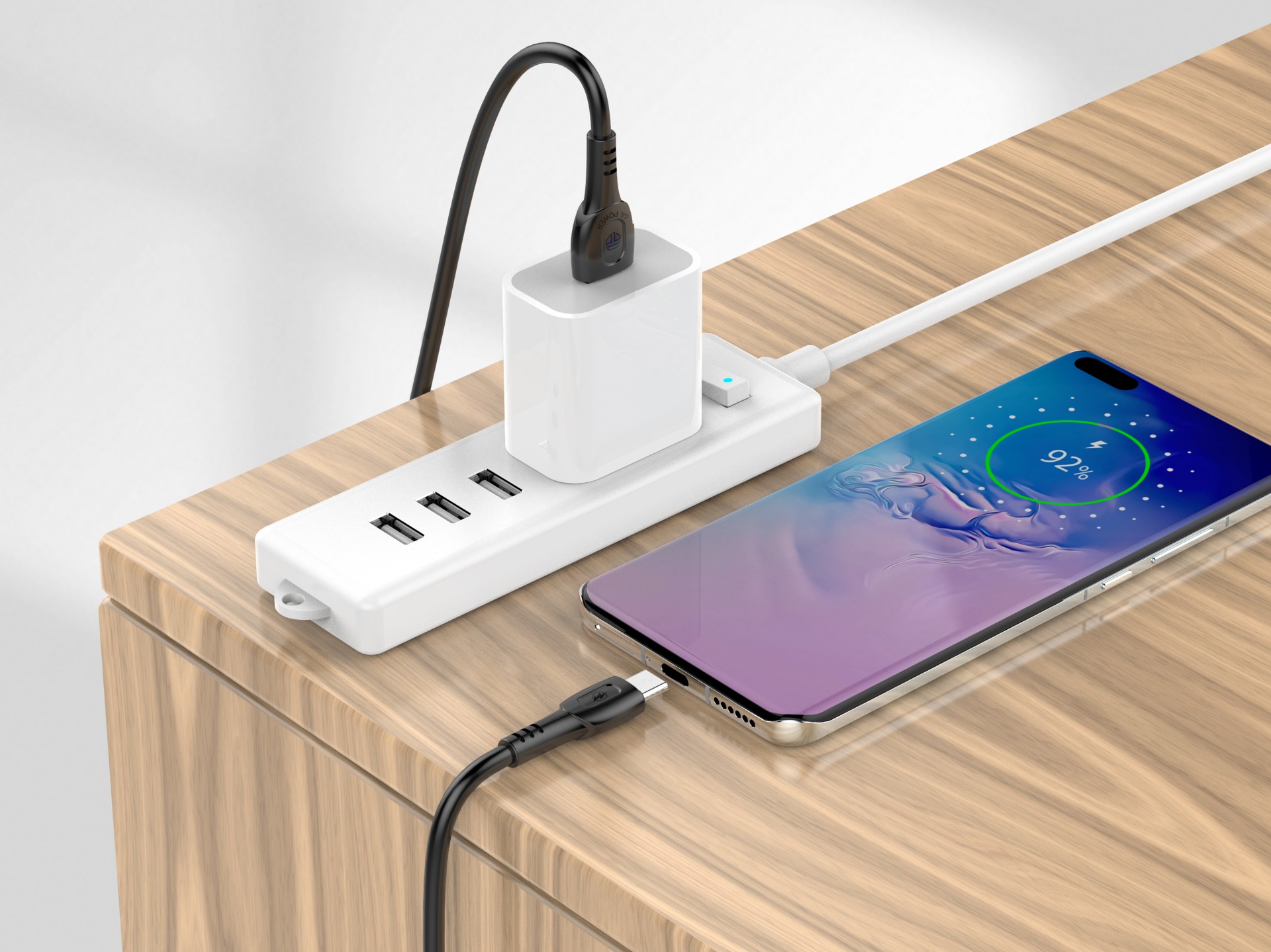 Techancy Super Fast Charging Data Cable 6A Black TB1729, USB Type-C Port, 1M Long, Fast Charging