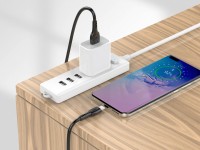 Techancy Super Fast Charging Data Cable 6A Black TB1729, USB Type-C Port, 1M Long, Fast Charging