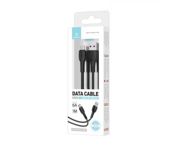 Techancy Cabo De Dados De Carregamento Super-R�pido 6A Preto TB1729, Porta Usb-Tipo-C, 1 M De Compri