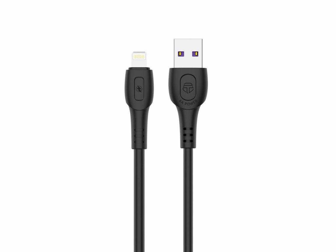 Techancy Cabo De Dados De Carregamento Super-Rápido 6A Preto TB1762, Porta Usb-TIp8/X/11-14, 1 M De
