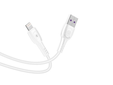 Techancy Super Fast Charging Data Cable 6A White TB1762, USB-IP8/X/11-14 Port, 1M Long, Fast Chargin