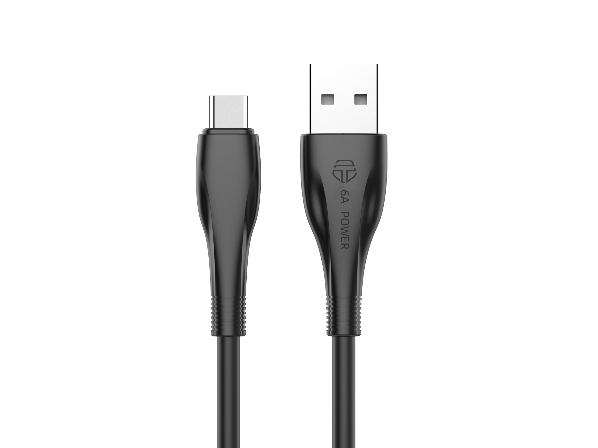 Techancy Super Fast Charging Data Cable 6A Black TB1730, USB Type-C Port, 1M Long, Fast Charging