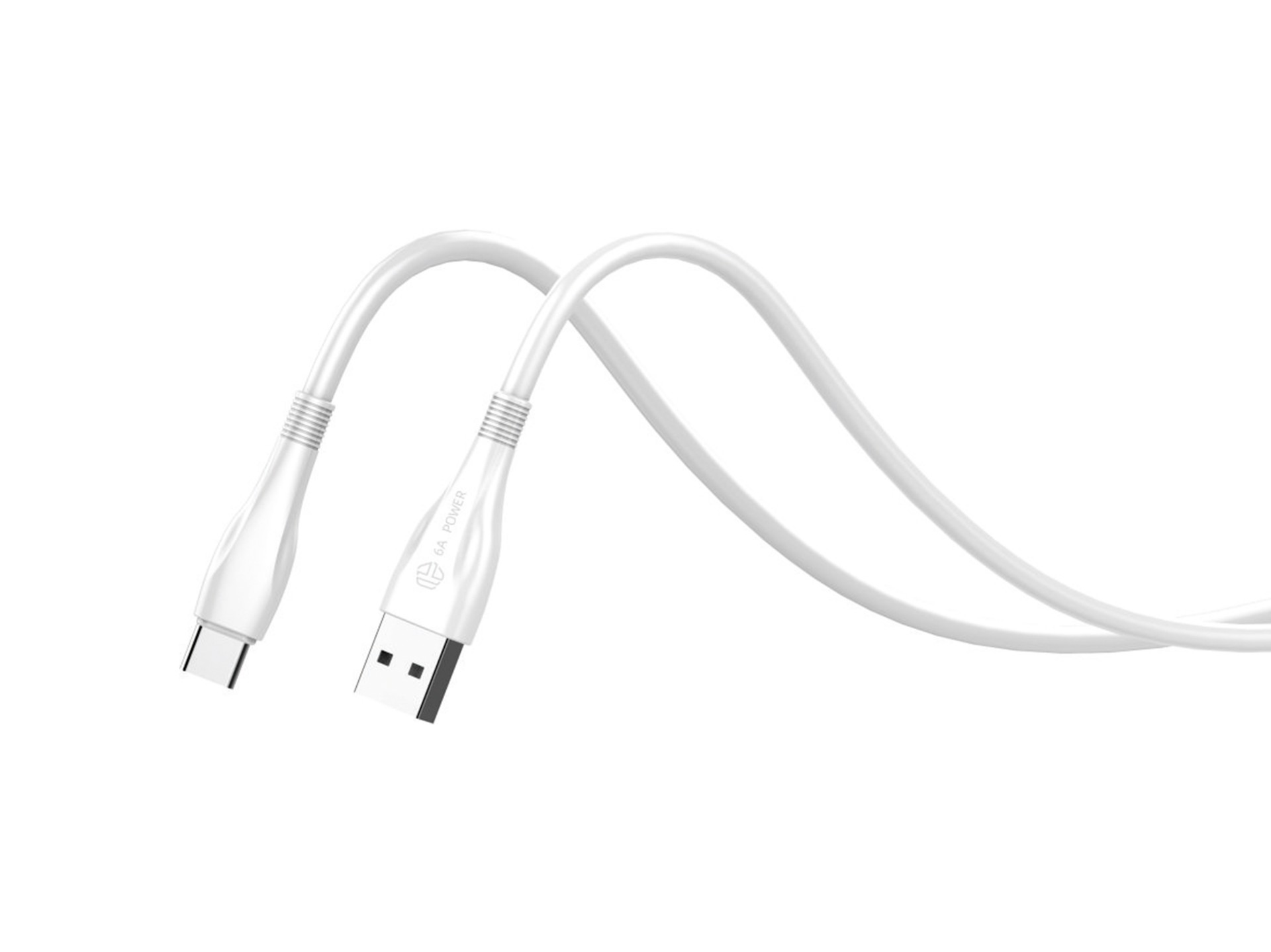 Techancy Super Fast Charging Data Cable 6A White TB1730, USB Type-C Port, 1M Long, Fast Charging