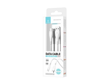 Techancy Cabo De Dados De Carregamento Super-R�pido 6A Branco TB1730, Porta Usb-Tipo-C, 1 M De Compr