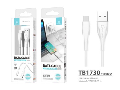 Techancy Cabo De Dados De Carregamento Super-R�pido 6A Branco TB1730, Porta Usb-Tipo-C, 1 M De Compr