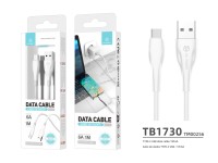 Techancy Super Fast Charging Data Cable 6A White TB1730, USB Type-C Port, 1M Long, Fast Charging Techancy Super Fast Charging Data Cable 6A White TB1730, USB Type-C Port, 1M Long, Fast Charging
