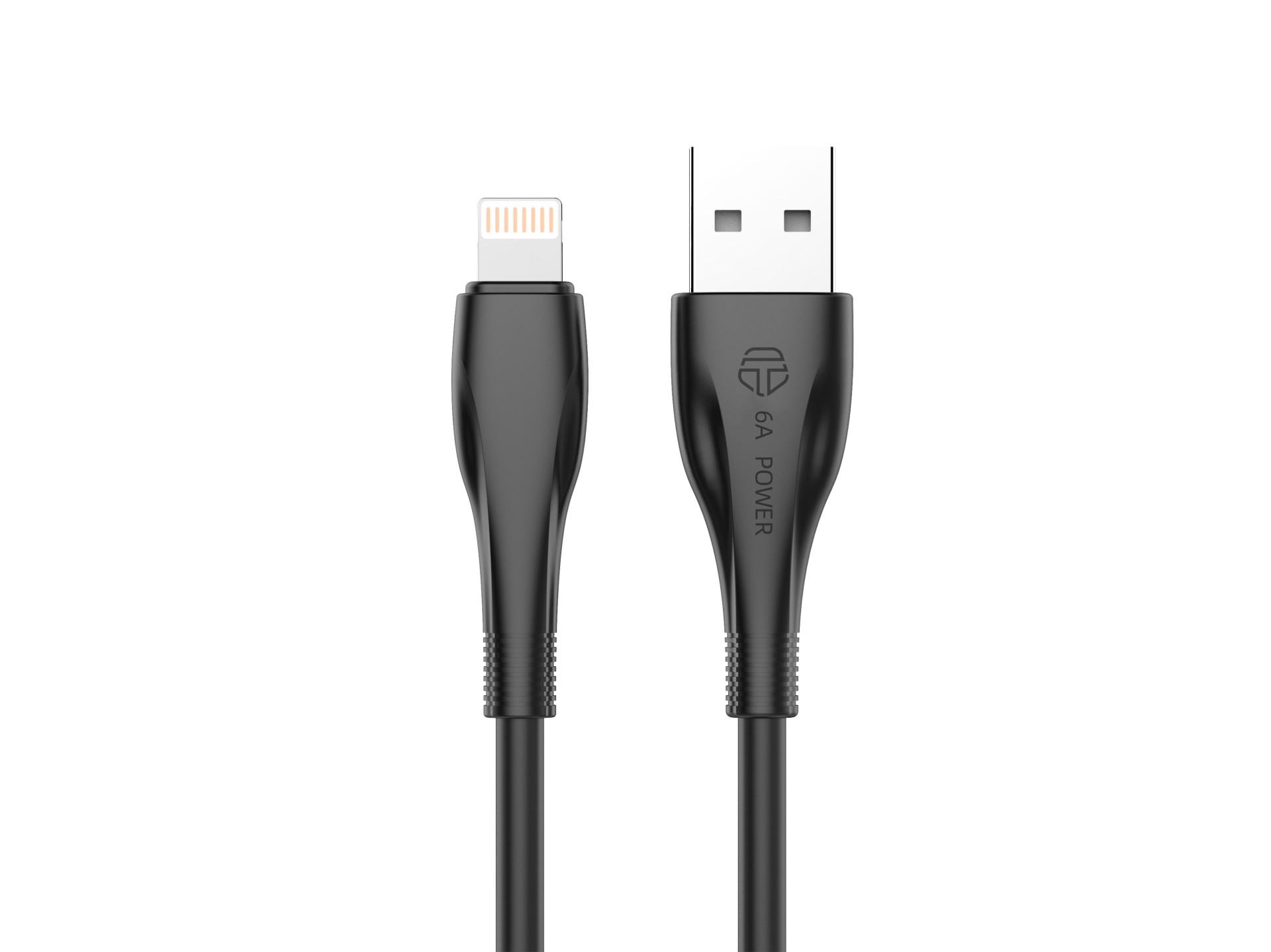 Techancy Super Fast Charging Data Cable 6A Black TB1763, USB-TIp8/X/11-14 Port, 1M Long, Fast Chargi