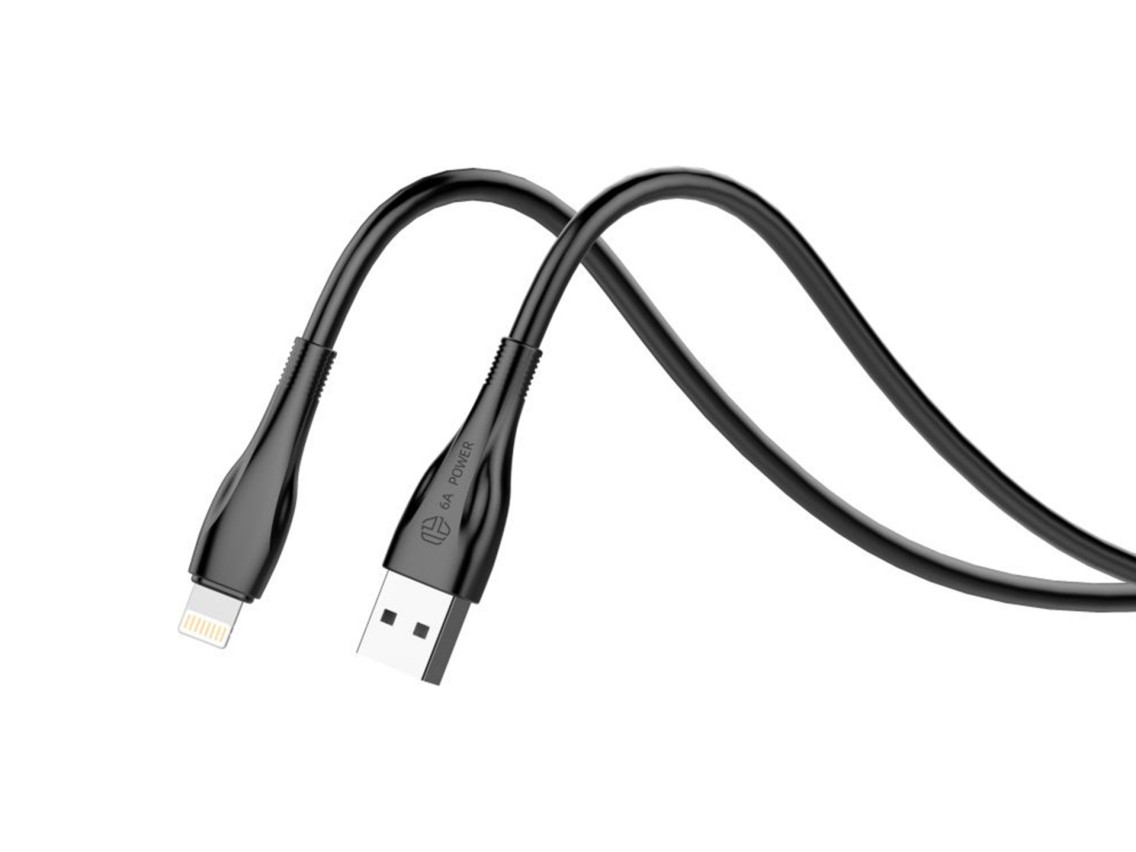 Techancy Super Fast Charging Data Cable 6A Black TB1763, USB-TIp8/X/11-14 Port, 1M Long, Fast Chargi