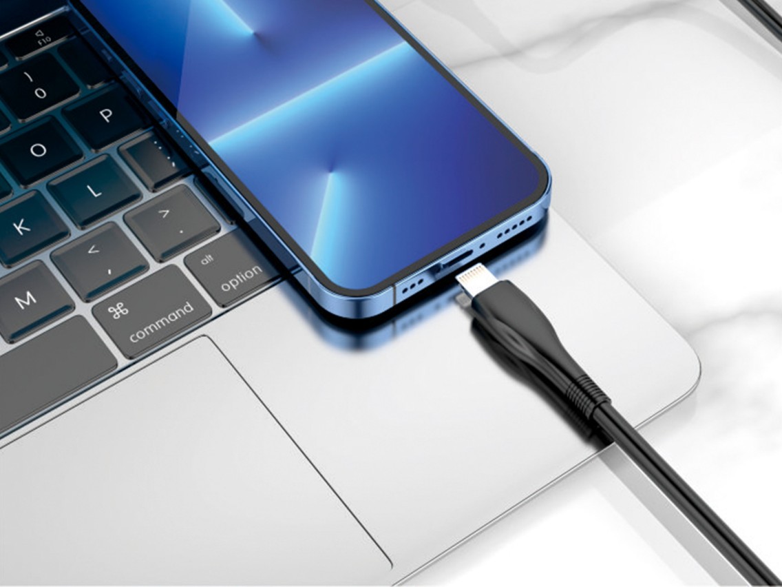 Techancy Super Fast Charging Data Cable 6A Black TB1763, USB-TIp8/X/11-14 Port, 1M Long, Fast Chargi