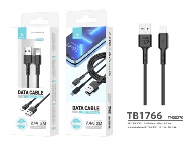 Techancy 2m Data Cable TB1766, 2.4a For Charging Ip8/X/11-14 Long Distance Use More Convenient.