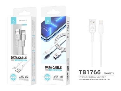 Techancy 2m Data Cable TB1766, 2.4a For Charging Ip8/X/11-14 Long Distance Use More Convenient.