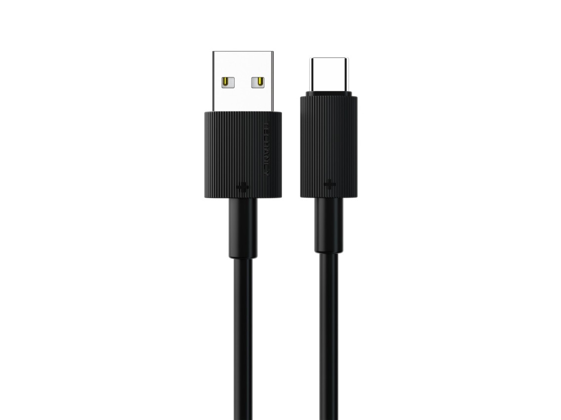 Cable de datos USB tipo C Techancy negro TB1768, longitud 1 m, admite corriente de 3 A y transferenc