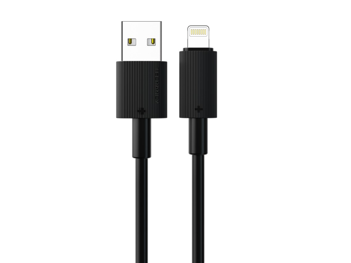 Techancy USB-Lightning Data Cable Black TB1768, Length 1m Supports 3A Current and 480mbps Data Trans