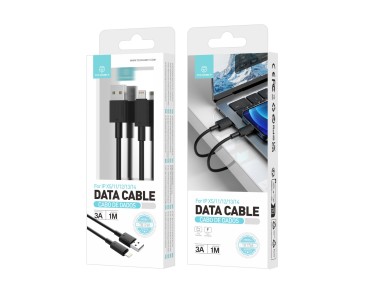 Techancy Cabo De Dados Usb-Lightning Preto TB1768, Comprimento 1m Suporta Corrente De 3A E Transfer�