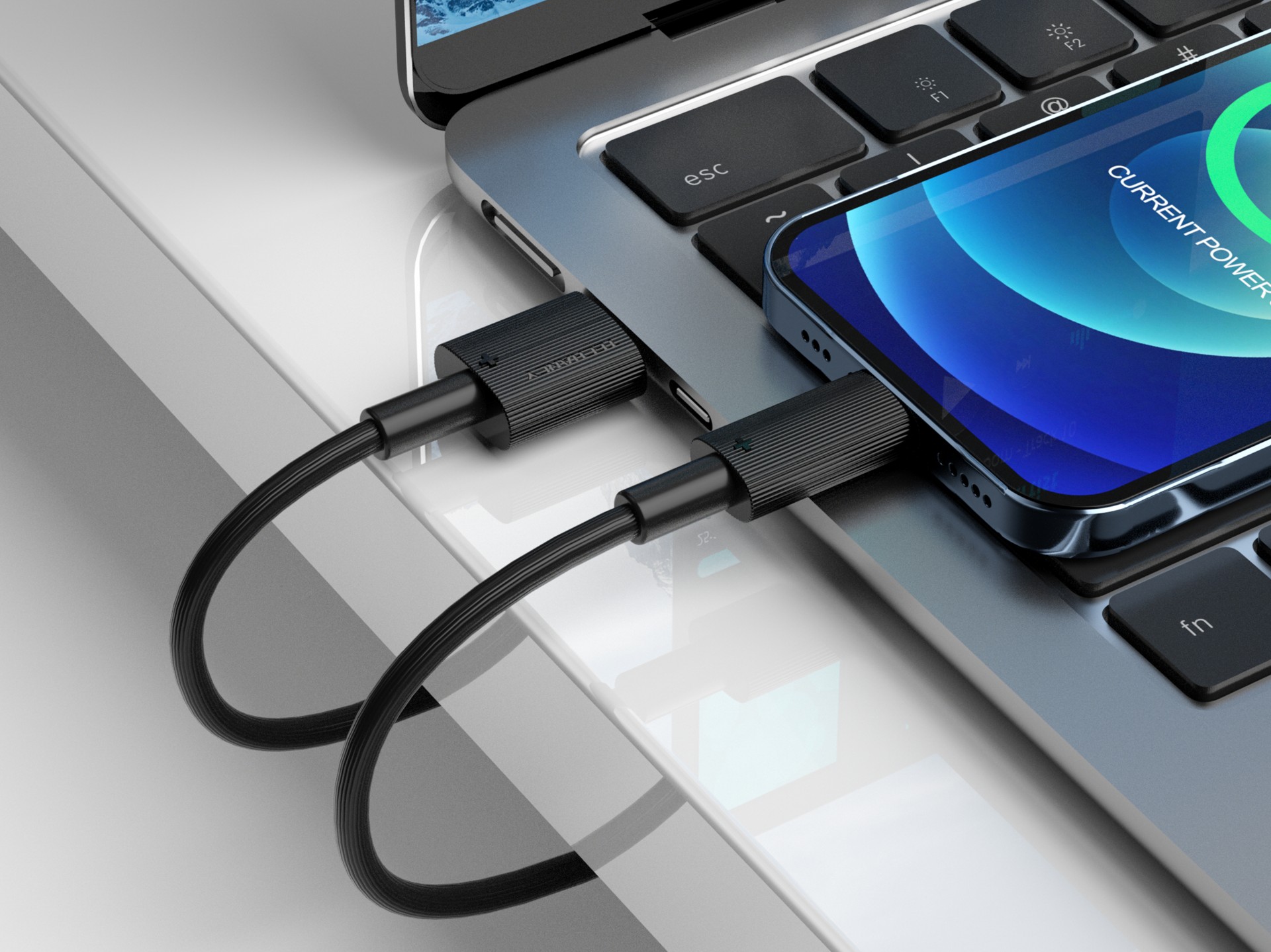 Techancy USB-Lightning Data Cable Black TB1768, Length 1m Supports 3A Current and 480mbps Data Trans