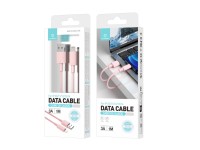 Cable de datos USB-Lightning Techancy rosa TB1768, longitud 1 m, admite corriente de 3 A y transfere Cable de datos USB-Lightning Techancy rosa TB1768, longitud 1 m, admite corriente de 3 A y transfere