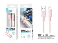 Cable de datos USB-Lightning Techancy rosa TB1768, longitud 1 m, admite corriente de 3 A y transfere Cable de datos USB-Lightning Techancy rosa TB1768, longitud 1 m, admite corriente de 3 A y transfere