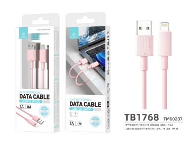Techancy Cabo De Dados Usb-Lightning cor-de-rosa TB1768, Comprimento 1m Suporta Corrente De 3A E Tra Techancy Cabo De Dados Usb-Lightning cor-de-rosa TB1768, Comprimento 1m Suporta Corrente De 3A E Tra