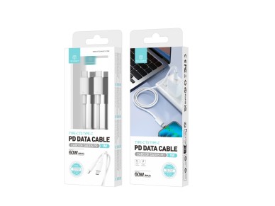 Techancy Fast Charging PD Cable 1m White TB1769, Type-C to Type-C, 60w Compatible with Laptops