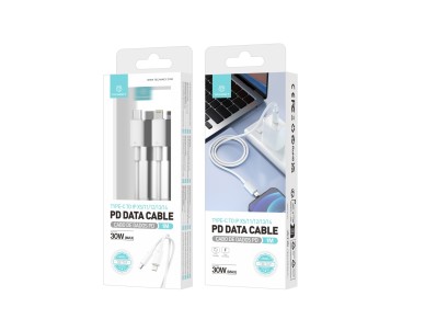 Techancy Fast Charging PD Cable 1m White TB1769, Type-C to IP, 30W Fast Charging Compatible with iPh Techancy Fast Charging PD Cable 1m White TB1769, Type-C to IP, 30W Fast Charging Compatible with iPh