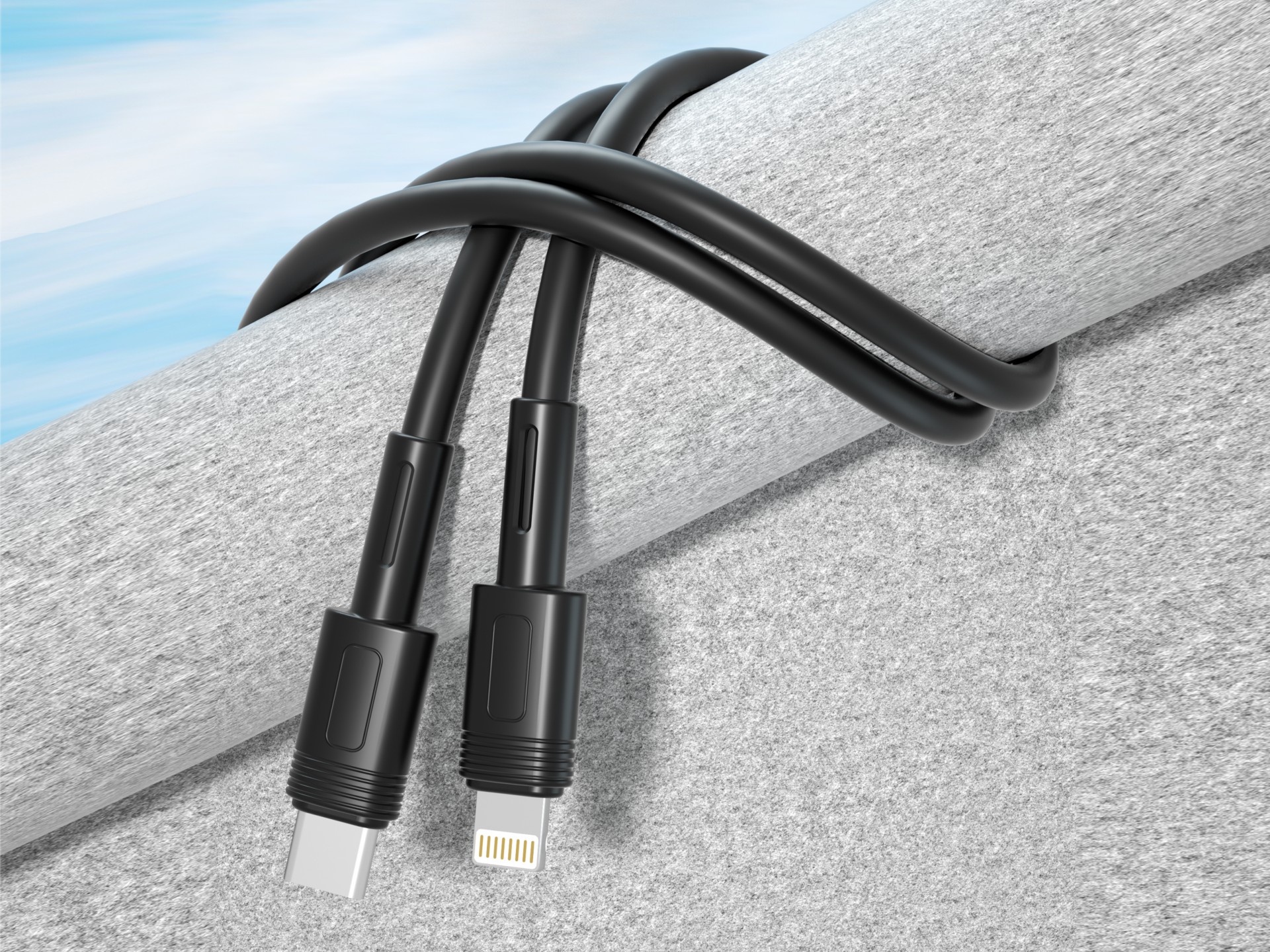 Techancy Fast Charging PD Cable Black 1.5 M TB1772, USB C to Lightning Port 30 W Fast Charging