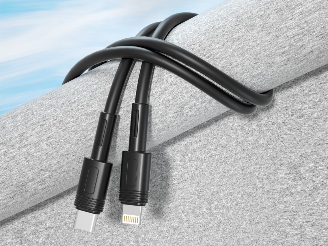 Techancy Fast Charging PD Cable Black 1.5 M TB1772, USB C to Lightning Port 30 W Fast Charging