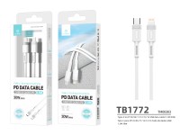 Techancy Cabo de Dados PD Type-C para Lightning TB1772, 30W, Compatível com iPhone 14/13/12/11, 1.5m Techancy Cabo de Dados PD Type-C para Lightning TB1772, 30W, Compatível com iPhone 14/13/12/11, 1.5m