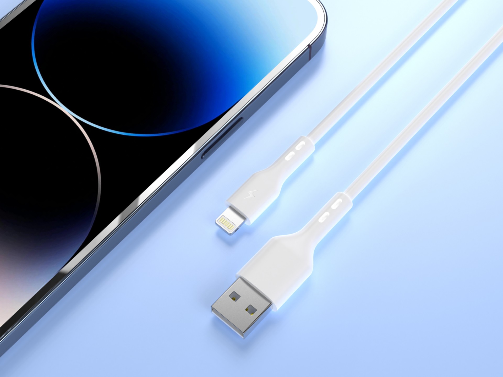 Techancy Fast Charge USB-Lightning Data Cable TB1774, 1m, 5A Super Fast Charge, Data Transfer, White