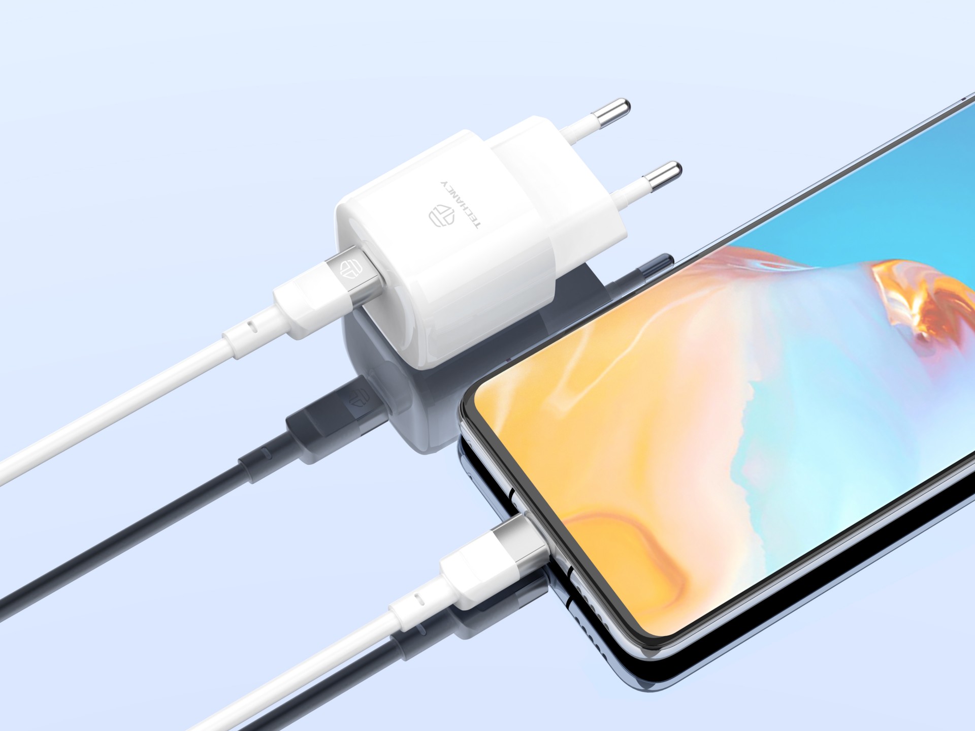 Techancy PD Data Cable 60W White 1m TB1792, USB C-USB C Supports Fast Charging and Data Transfer,