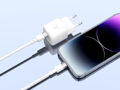 Techancy PD Data Cable 30W White 1m TB1792, USB C-IPX/11/12-14 Supports Fast Charging, Data Transfer