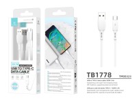 Techancy USB-Type C Data Cable White TB1778, 2.4A Charging, 30cm Suitable for Use with Power Bank Techancy USB-Type C Data Cable White TB1778, 2.4A Charging, 30cm Suitable for Use with Power Bank