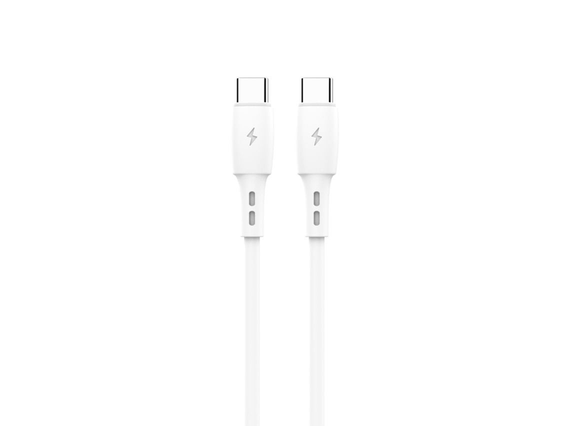 Techancy USB C to USB C Data Cable White TB1778, PD60W Charging, 30cm Suitable for Use with Power Ba