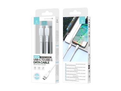 Techancy USB C to USB C Data Cable White TB1778, PD60W Charging, 30cm Suitable for Use with Power Ba