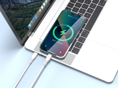 Techancy USB C to Lightning Data Cable White TB1778, PD30W Charging, 30cm Suitable for Use with Powe