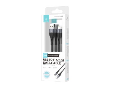 TB1779 Black Lightning USB Data Cable, 3.1A Fast Charging, Supports 480Mbps Data Transfer