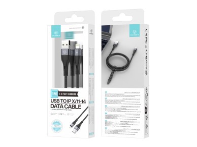 TB1779 Black Lightning USB Data Cable, 3.1A Fast Charging, Supports 480Mbps Data Transfer