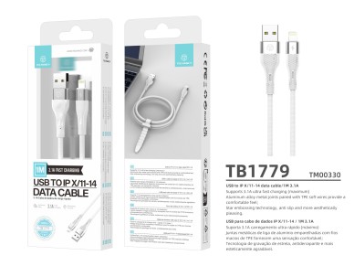 Techancy USB Lightning Data Cable White TB1779, 3.1A Fast Charging, Support 480Mbps Data Transfer