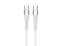 Techancy PD USB C to USB C Fast Charging Cable White TB1779, 60W Fast Charging, Length 1M