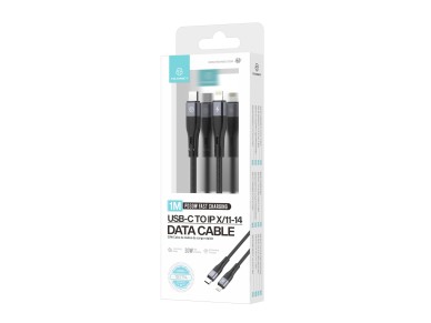 Techancy PD USB C to Lightning Fast Charging Cable Black TB1779, 30W Fast Charging, Length 1m