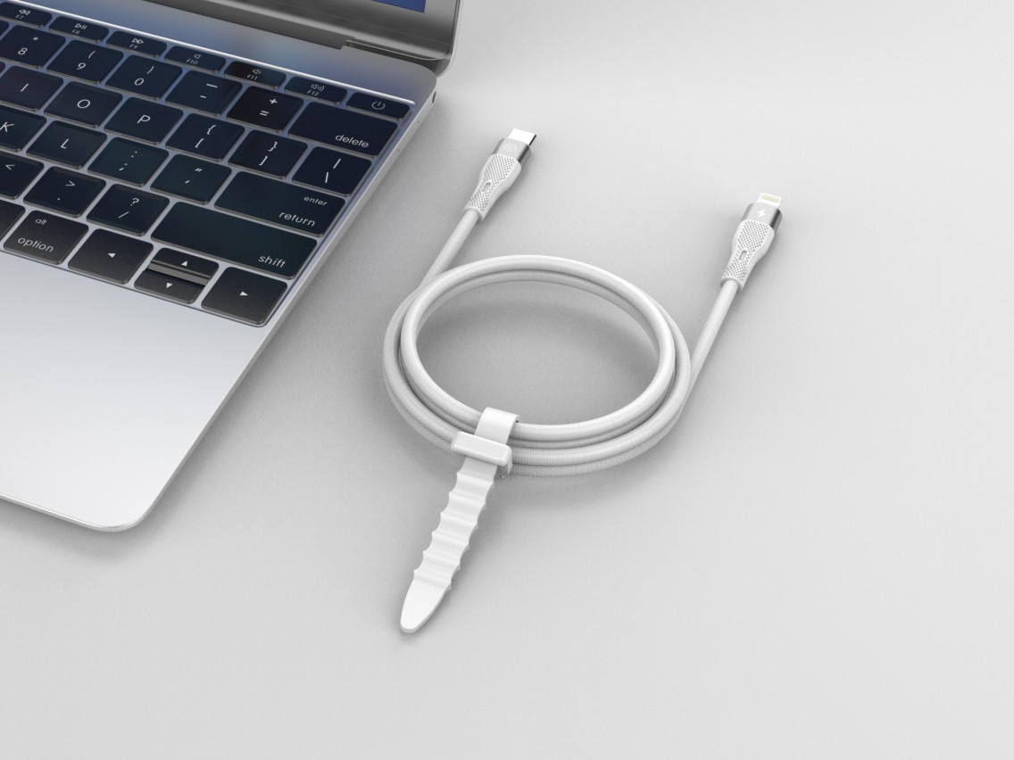 Techancy Fast Charging Cable PD USB C to Lightning White TB1779, 30W Fast Charging, Length 1M