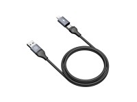 Techancy 2-in-1 USB Data Cable Black TB1739, 3.1A Fast Charging, Type-C/Lightning on Both Ports Techancy 2-in-1 USB Data Cable Black TB1739, 3.1A Fast Charging, Type-C/Lightning on Both Ports