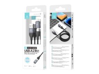 Techancy 2-in-1 USB Data Cable Black TB1739, 3.1A Fast Charging, Type-C/Lightning on Both Ports Techancy 2-in-1 USB Data Cable Black TB1739, 3.1A Fast Charging, Type-C/Lightning on Both Ports
