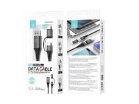 Techancy 4-in-1 Multifunction Data Cable Black TB1740, 60w/1m, USB/USB C to Type C/Lightning, Suppor Techancy 4-in-1 Multifunction Data Cable Black TB1740, 60w/1m, USB/USB C to Type C/Lightning, Suppor