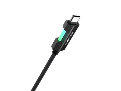 Techancy Cabo De Dados Usb-C Para Usb-C TB1797, 1m/60w Com Luz Rgb, Cabo Entran�ado De Alum�nio, Pre