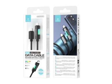 Techancy Cabo De Dados Usb-C Para Usb-C TB1797, 1m/60w Com Luz Rgb, Cabo Entran�ado De Alum�nio, Pre