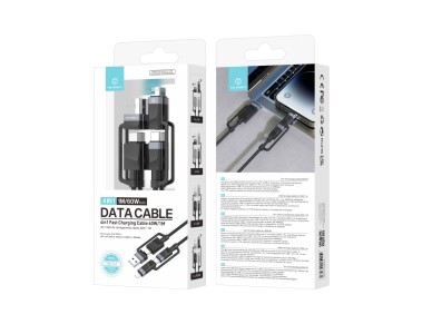 Techancy Cabo De Dados De Carregamento R�pido 4in1 Preto TB1741, 1m/60w, Combina��o De V�rias Portas