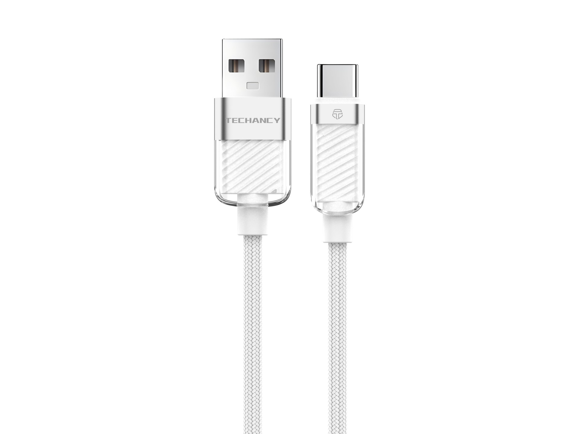 Techancy USB Type-C Data Cable 1m/3A White TV1780 for Fast Charging of Smartphones, Tablets and Lapt
